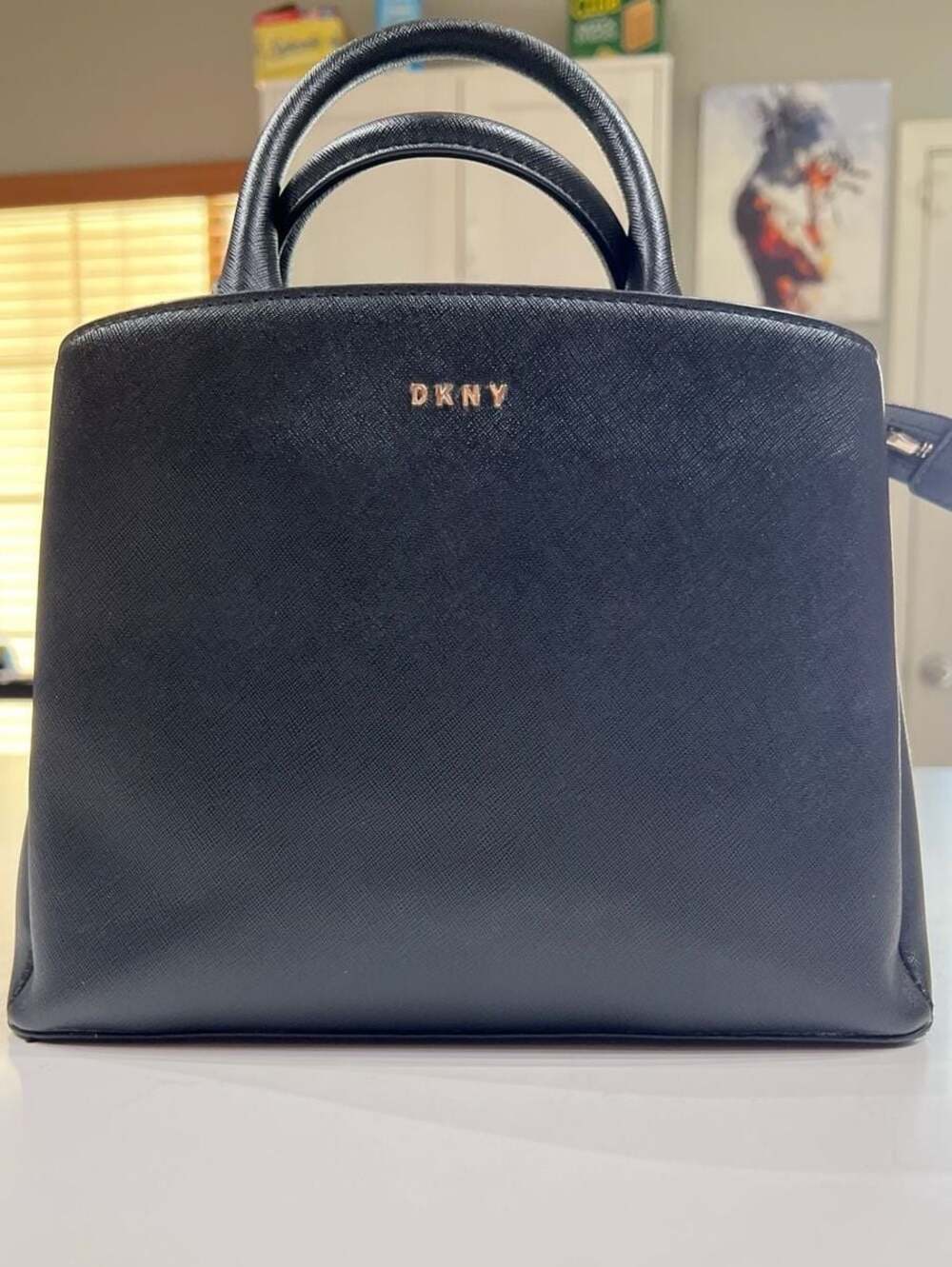 DKNY Paige Saffiano Leather Medium Satchel with Convertible Crossbody Strap